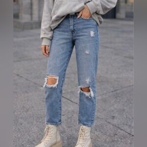 Nature Denim Juniors Distressed Straight-Leg Jeans Sz 3 (25)